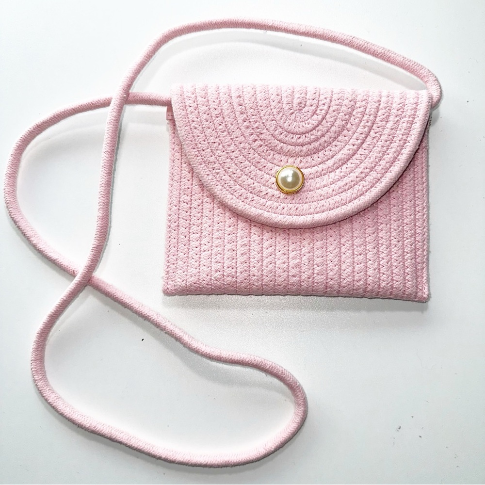Vintage Pink Crossbody Bag with Pearl Detail